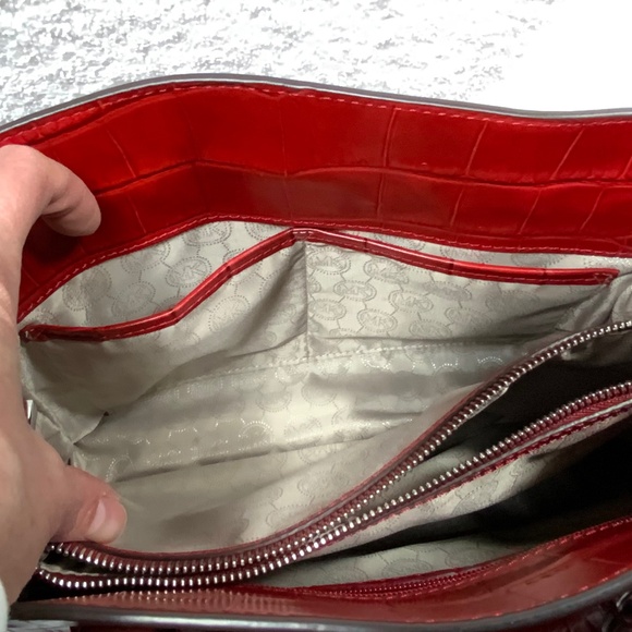 NWOT - Michael Kors Red Croc Satchel Tote Crossbody - Picture 5 of 16